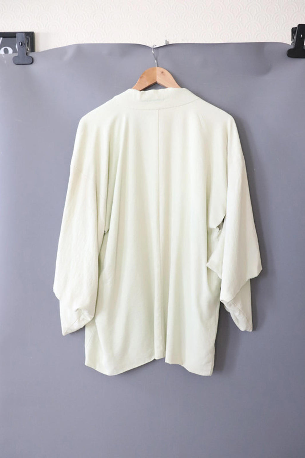 Vintage hand stitched Japanese Kimono Jacket light sage green - 38" chest circumference