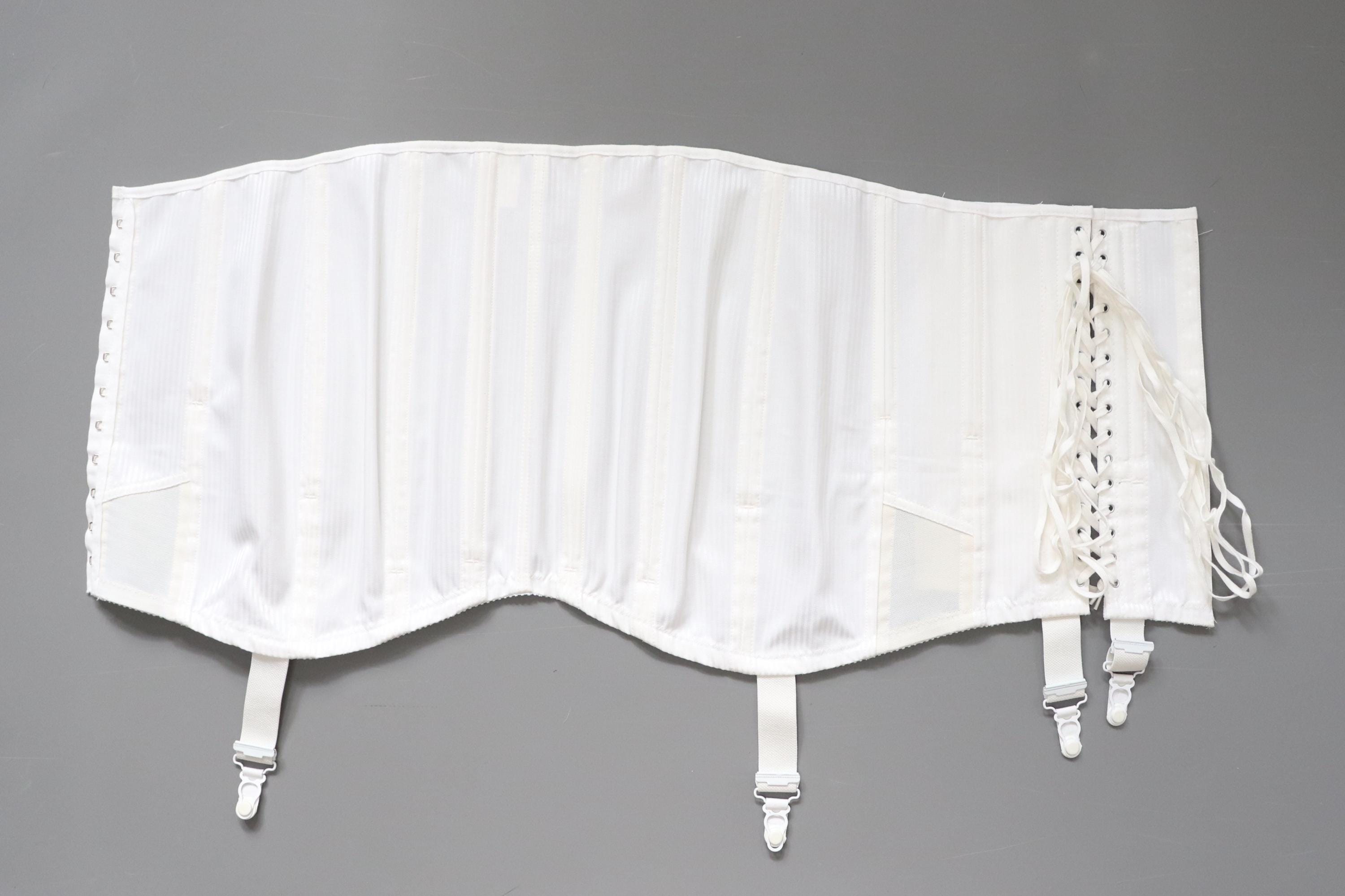 C1950s vintage Spirella corset girdle, white front laced girdle 3 - 30" WAIST