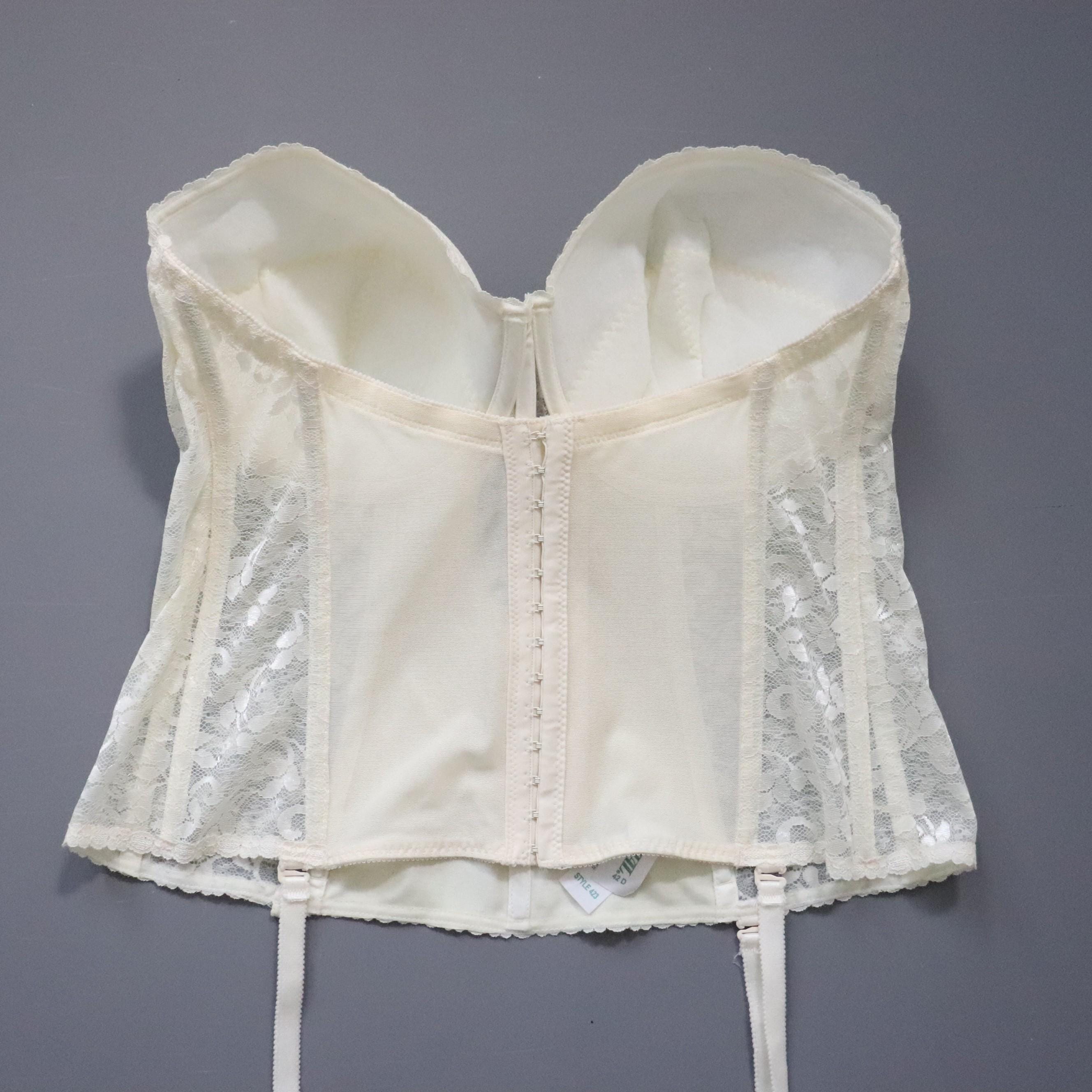 Vintage Carnival cream cupped bustier corset, size 42D