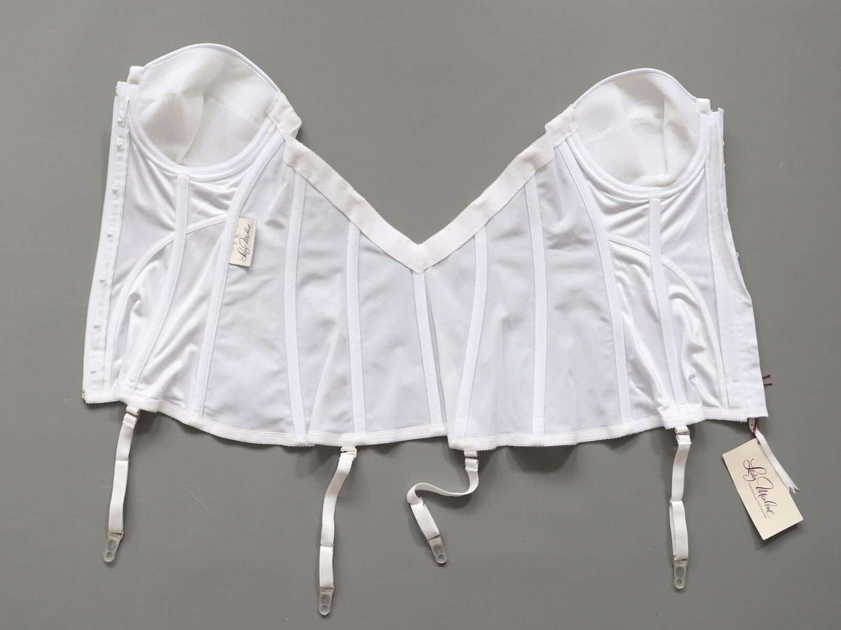 C1980s vintage Lady Marlene white cupped bustier corset, zip fastening Size 38C