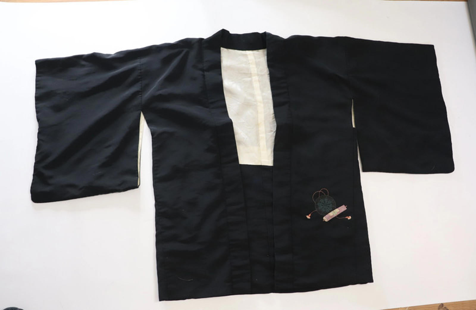 Vintage hand stitched black Japanese Kimono Jacket