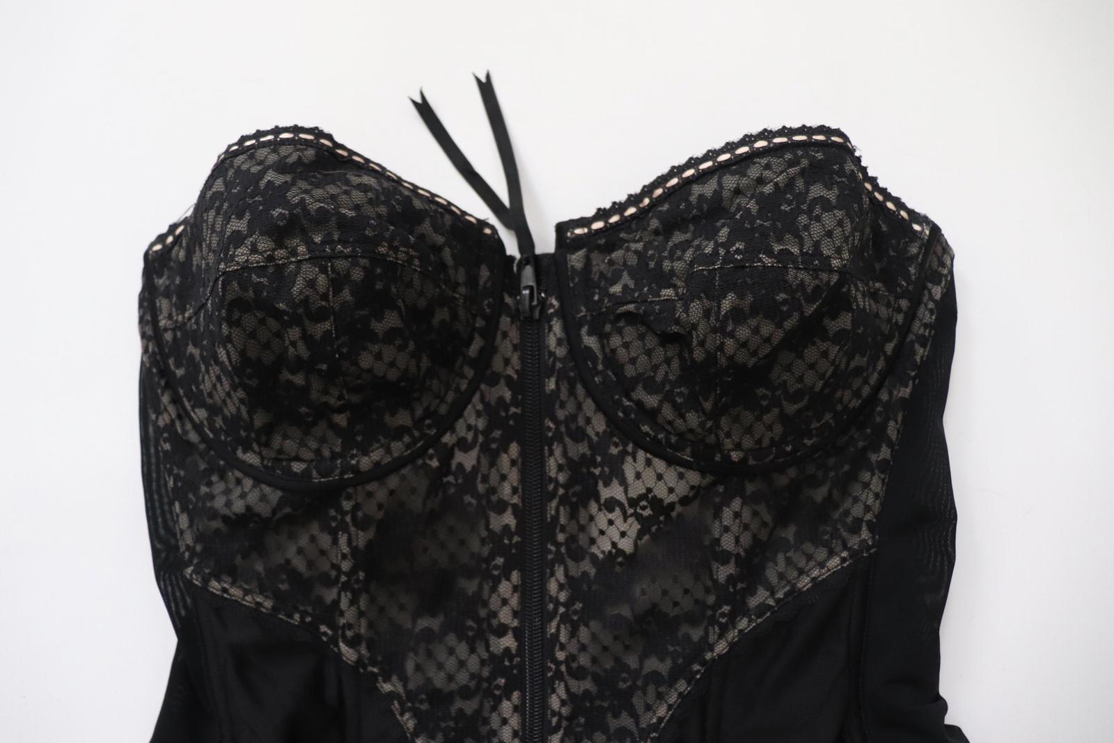 C1980s vintage Underscore by JC Penney black cupped bustier corset - SIZE 38C