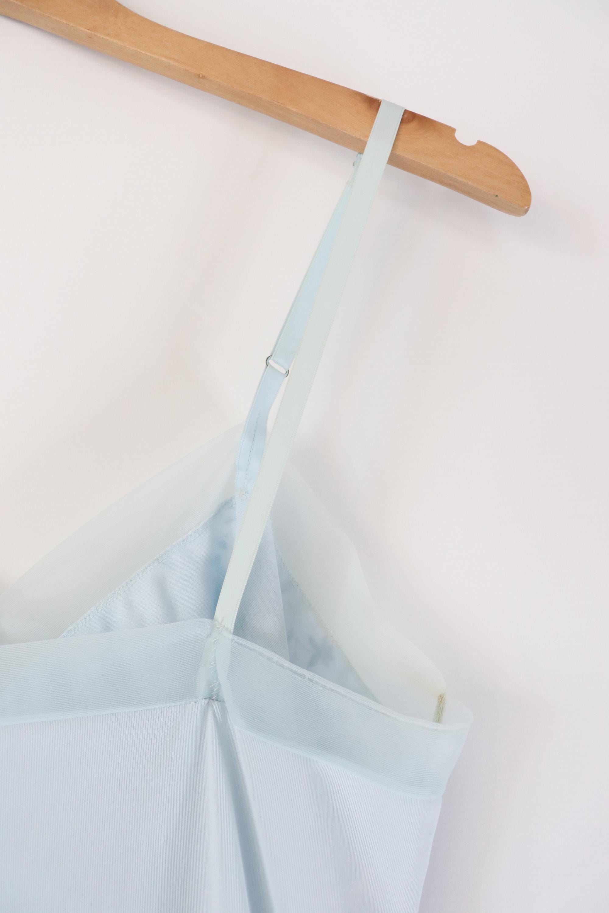 C1960s Vintage KAYSER nylon jersey powder blue slip