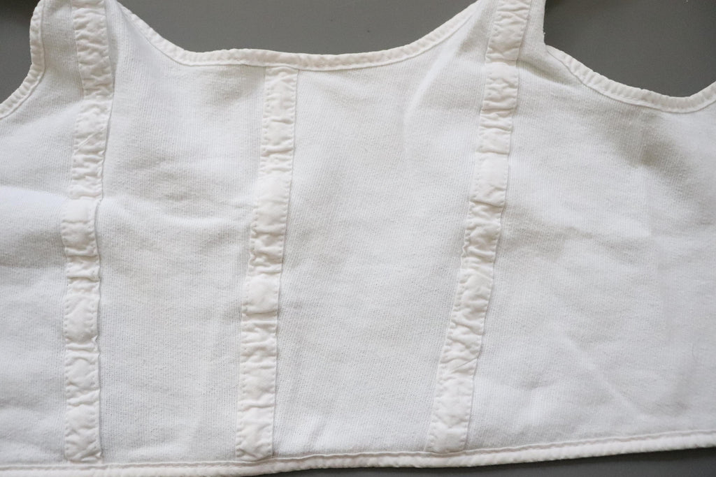 C1970s vintage womens Liberty bodice, 100% white cotton vest, button front vest - Approx size 12 // chest 32"