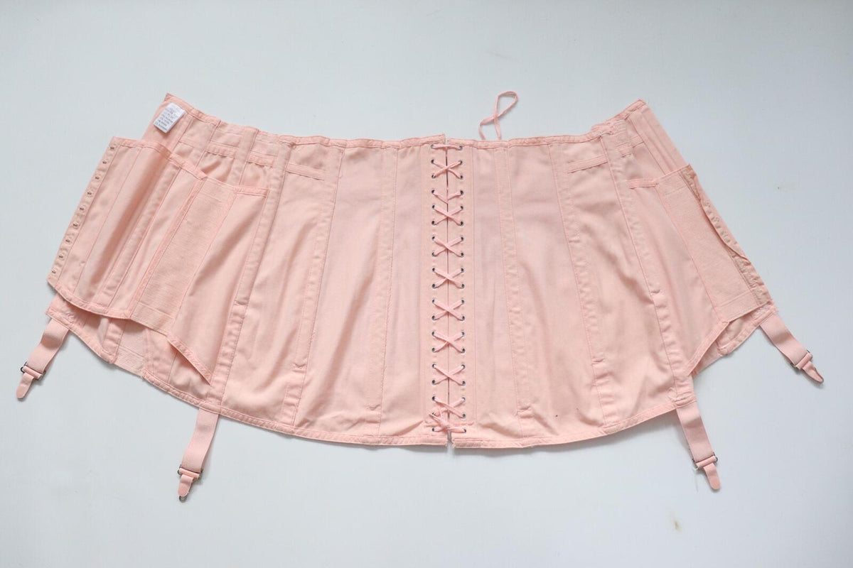 C1960s vintage GALAXY pale pink corset girdle & inner support band -33-36" waist