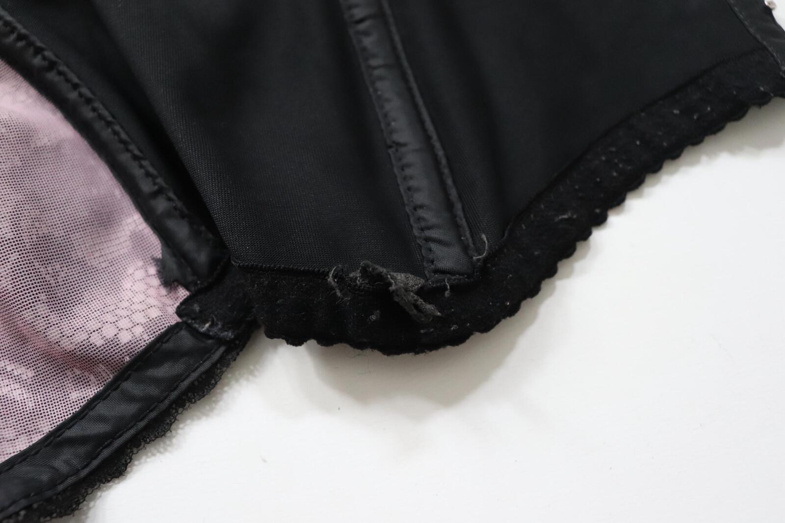 C1980s Julie Anne pink and black cupped bustier corset basque size 34B