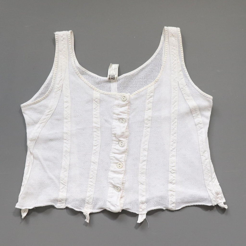 C1960s vintage Peter Pan liberty bodice, white button front vest -Approx size 40