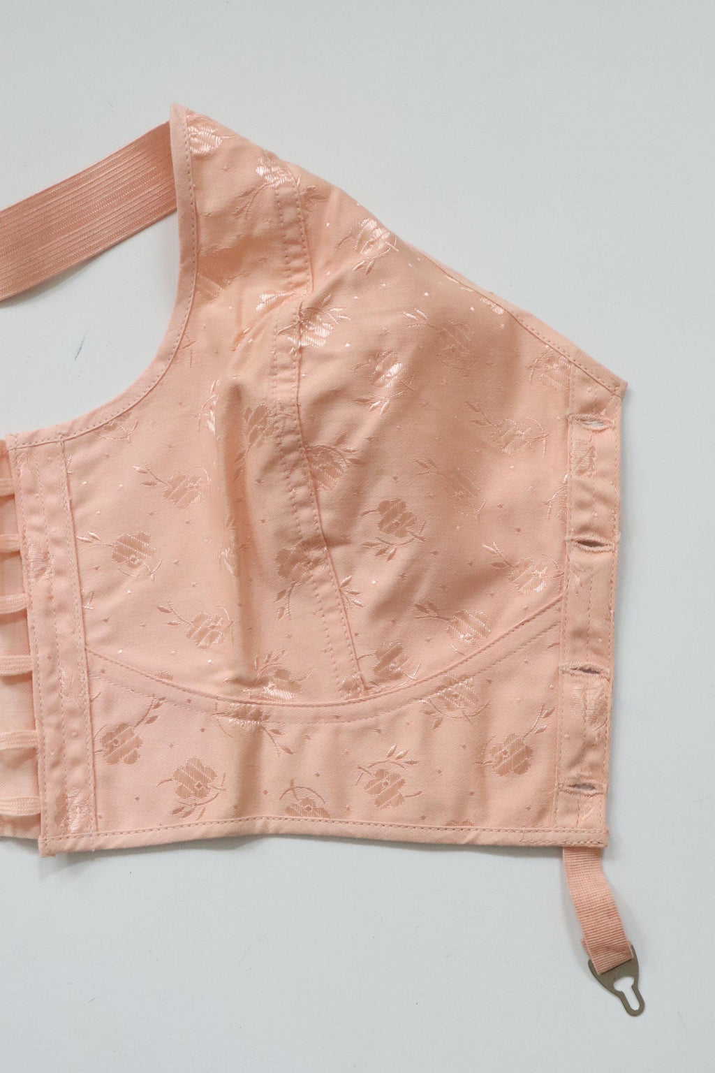 C1940 vintage Avro pink fan laced longline bra - style 849A - size 34