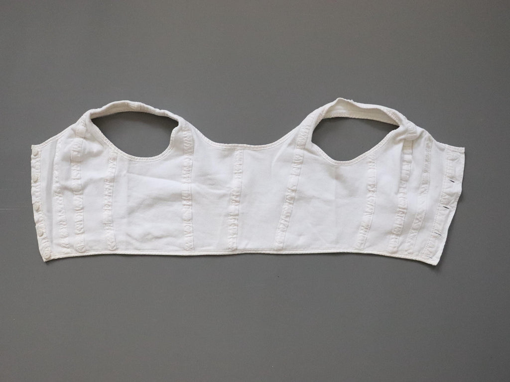 C1970s vintage womens Liberty bodice, 100% white cotton vest, button front vest - Approx size 12 // chest 32"
