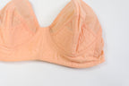 C1950s vintage boned cathedral bra, peach strapless bullet bra
