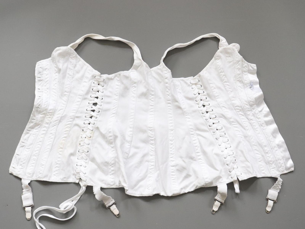 C1960s C1970s Vintage womens satin bodice with straps, corset lacing at sides