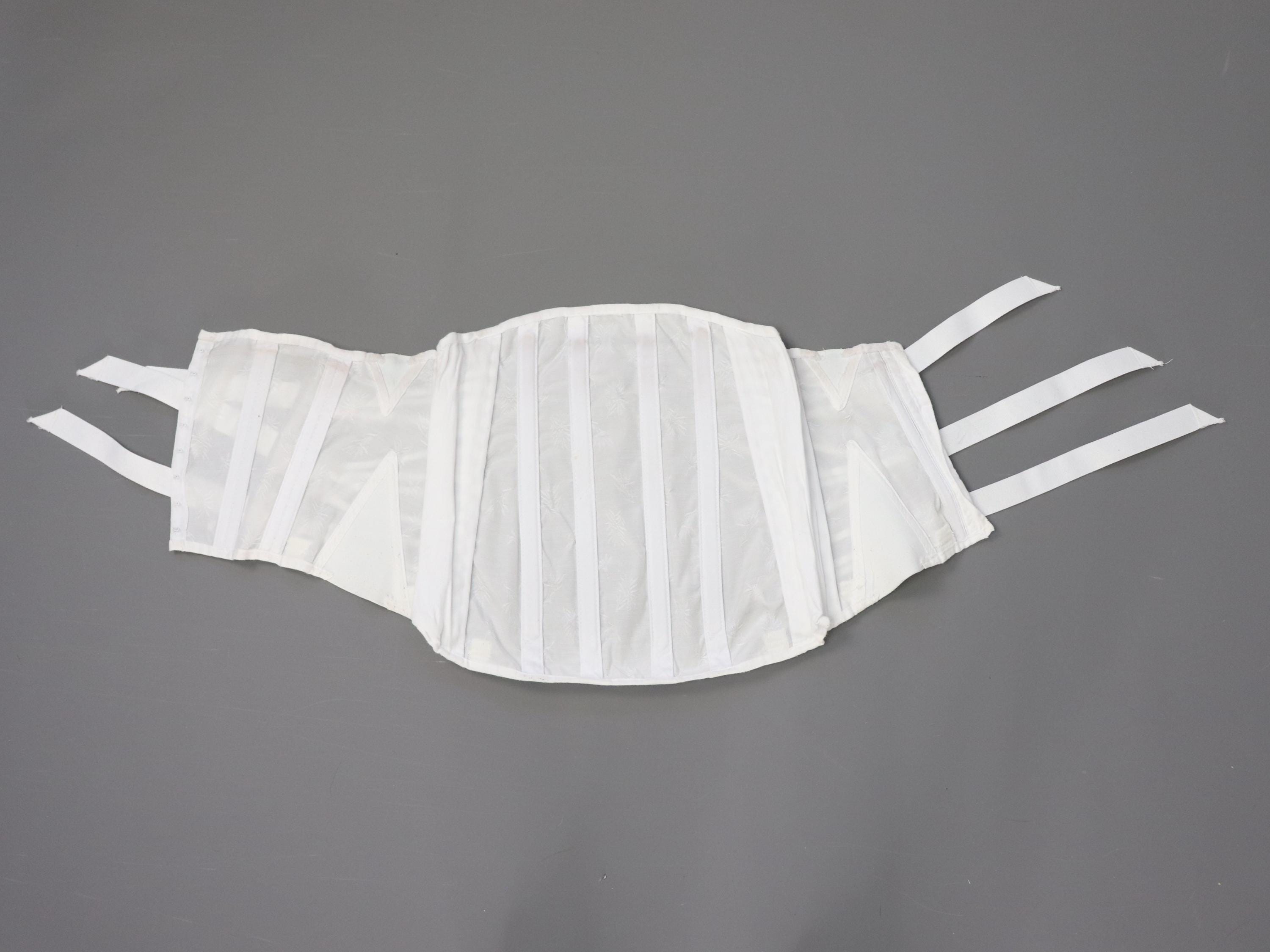 C1950s c1960s vintage white fan laced corset