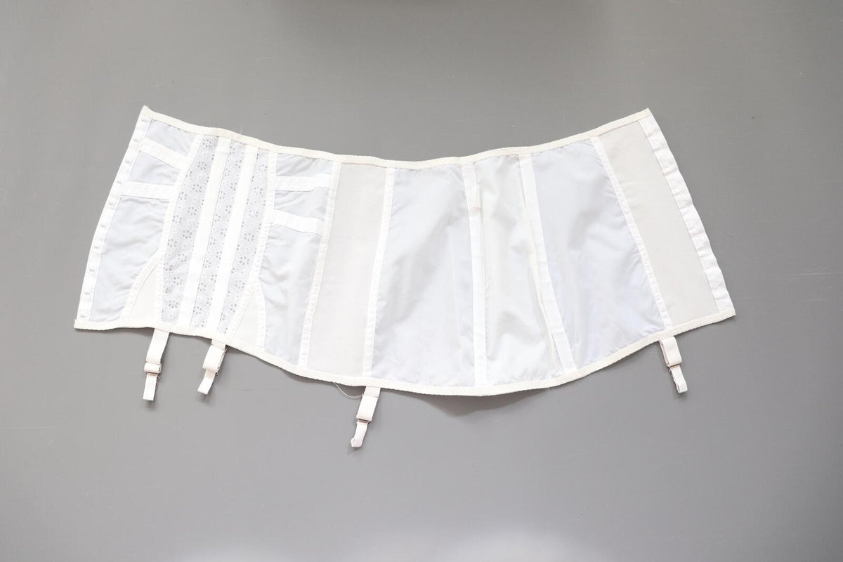C1950s C1960s vintage white Fantasie hookside corset girdle with suspenders