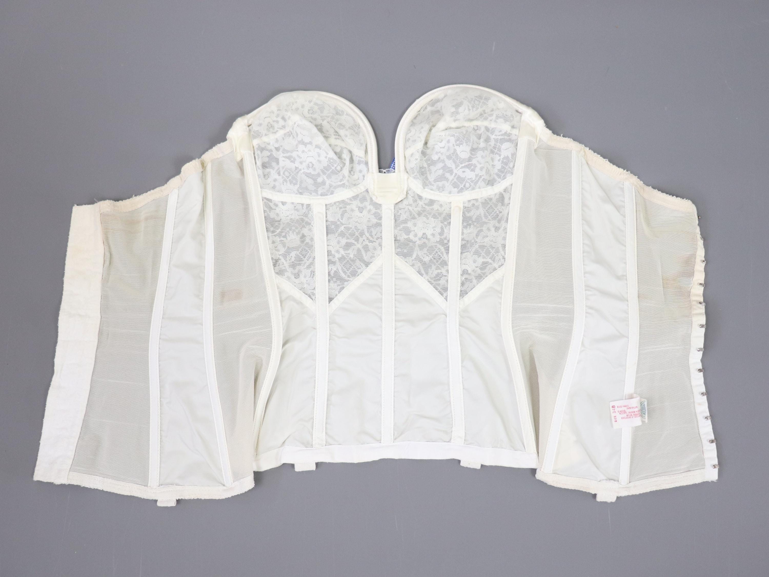 C1950s vintage Lady Marlene cream lace overwire bustier corset, style 960 size 34B