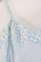 C1960s Vintage KAYSER nylon jersey powder blue slip