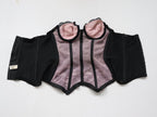 C1980s Julie Anne pink and black cupped bustier corset basque size 34B
