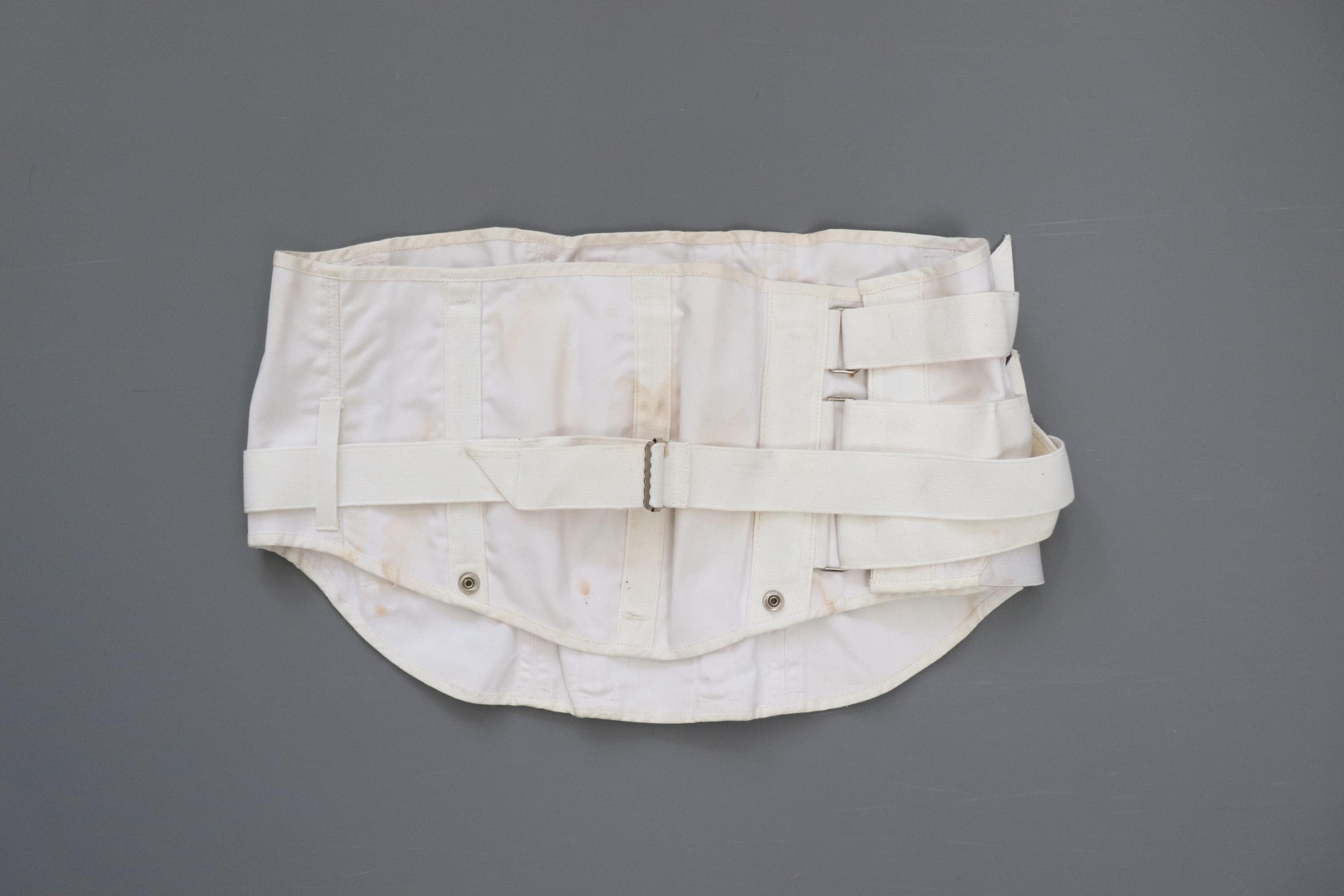 C1980s - 1990s vintage white medical corset /  back support  brace / Charles S Bullen - waist 40"