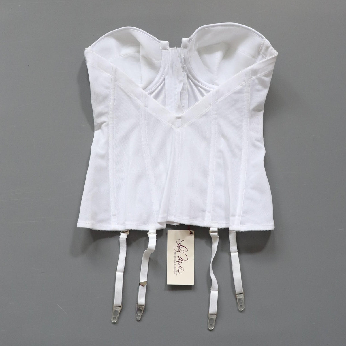 C1980s vintage Lady Marlene white cupped bustier corset, zip fastening Size 38C