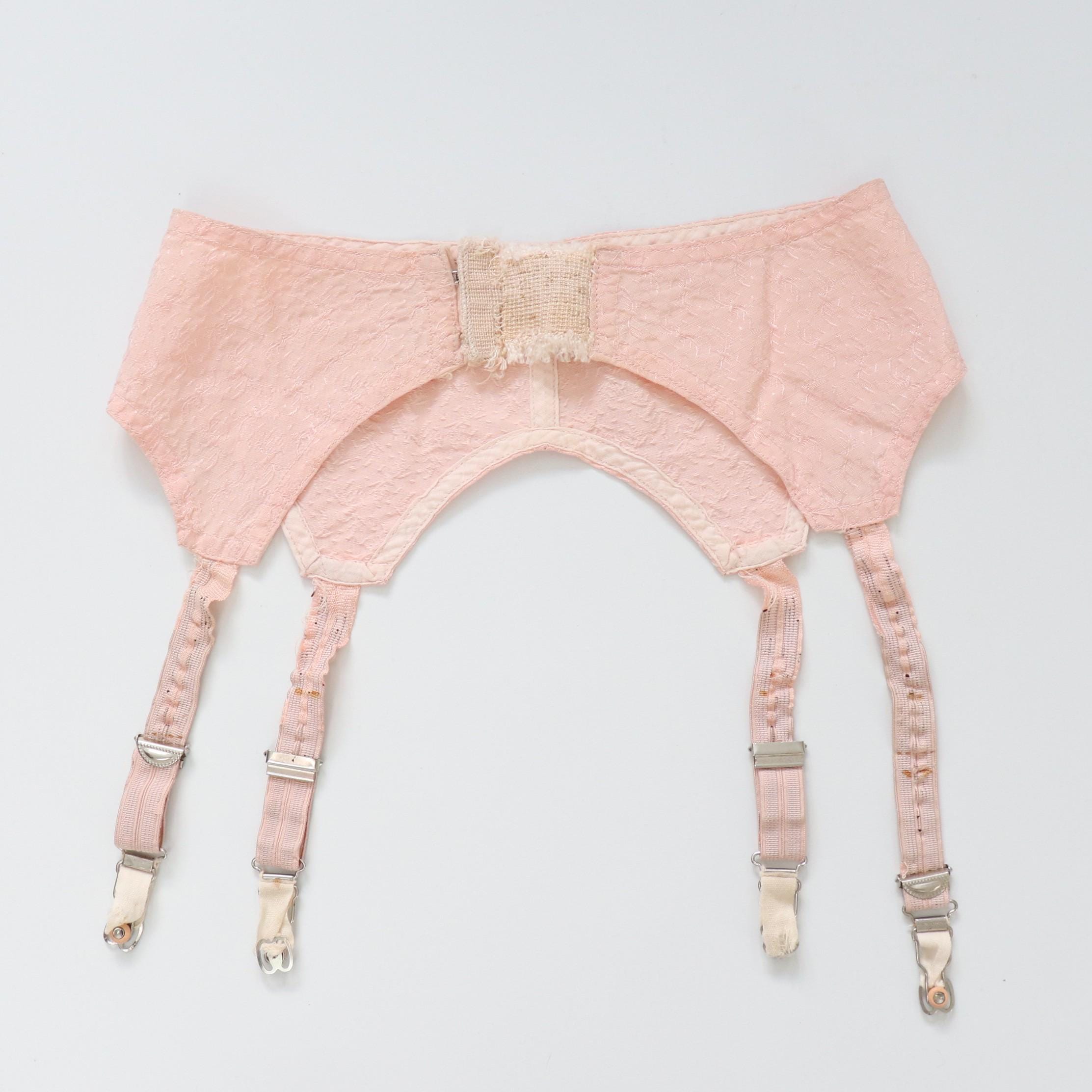 C1940s vintage pink satin suspender