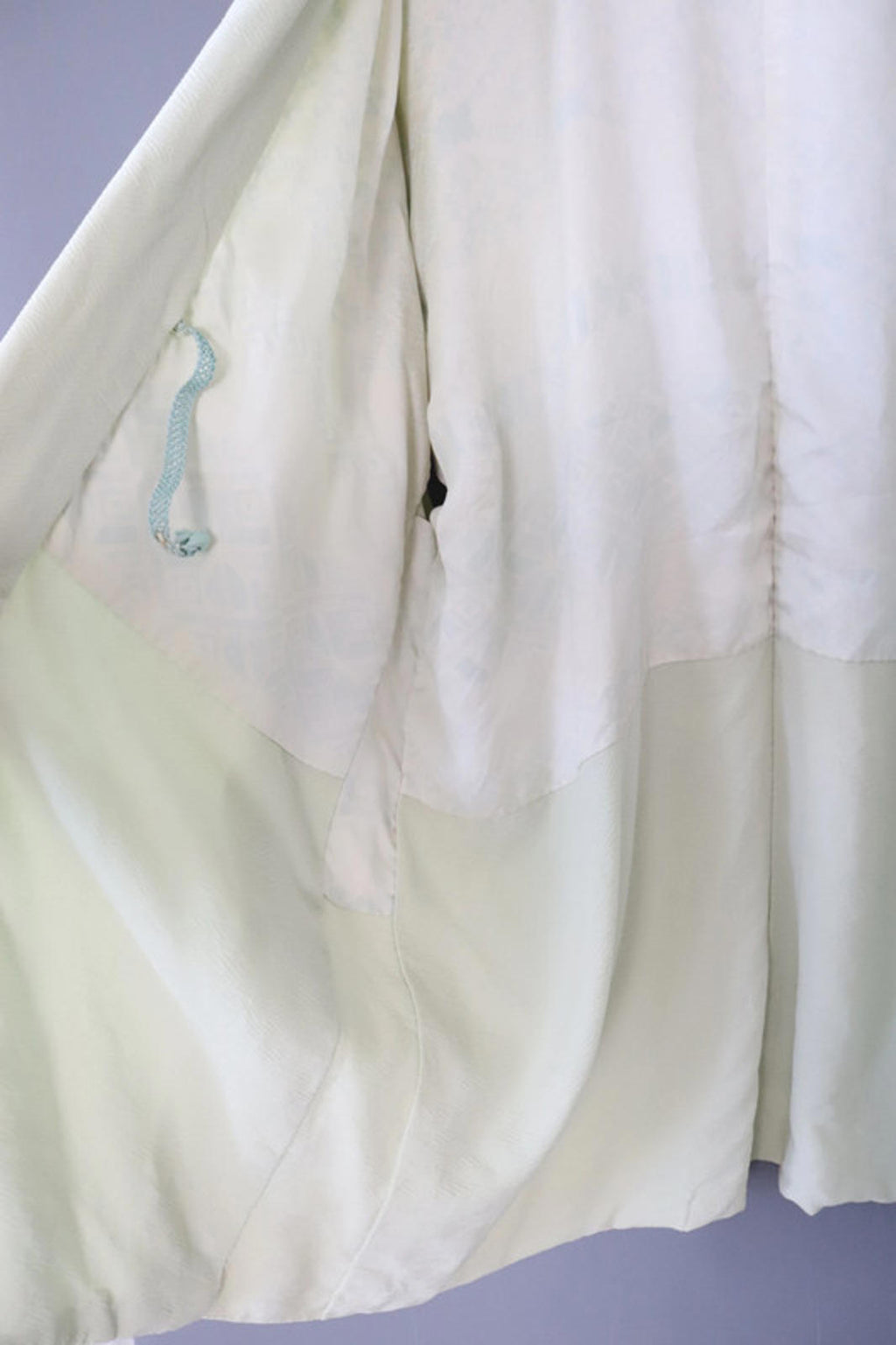 Vintage hand stitched Japanese Kimono Jacket light sage green - 38" chest circumference