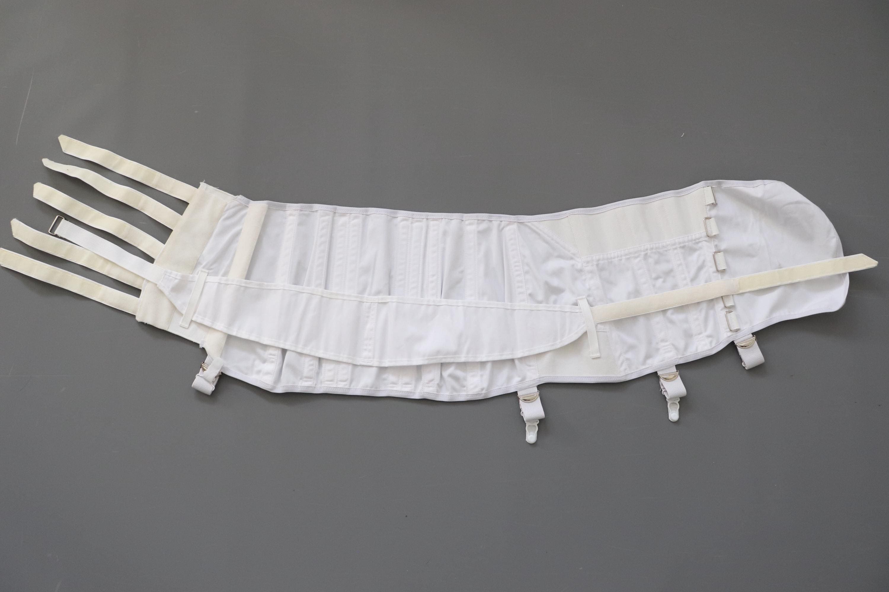 C1980s Vintage CAMP white surgical medical corset with adjustable buckles - fit 32-38" waist