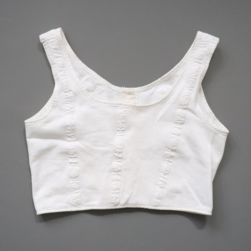 C1970s vintage womens Liberty bodice, 100% white cotton vest, button front vest - Approx size 12 // chest 32"