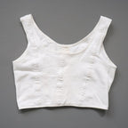 C1970s vintage womens Liberty bodice, 100% white cotton vest, button front vest - Approx size 12 // chest 32"