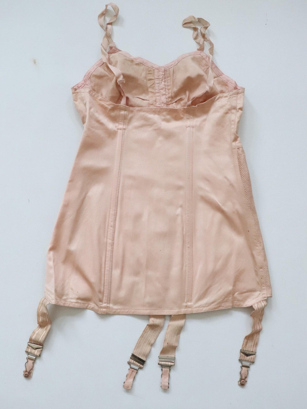 C1940S C1950S Vintage pink cotton sateen corsellete