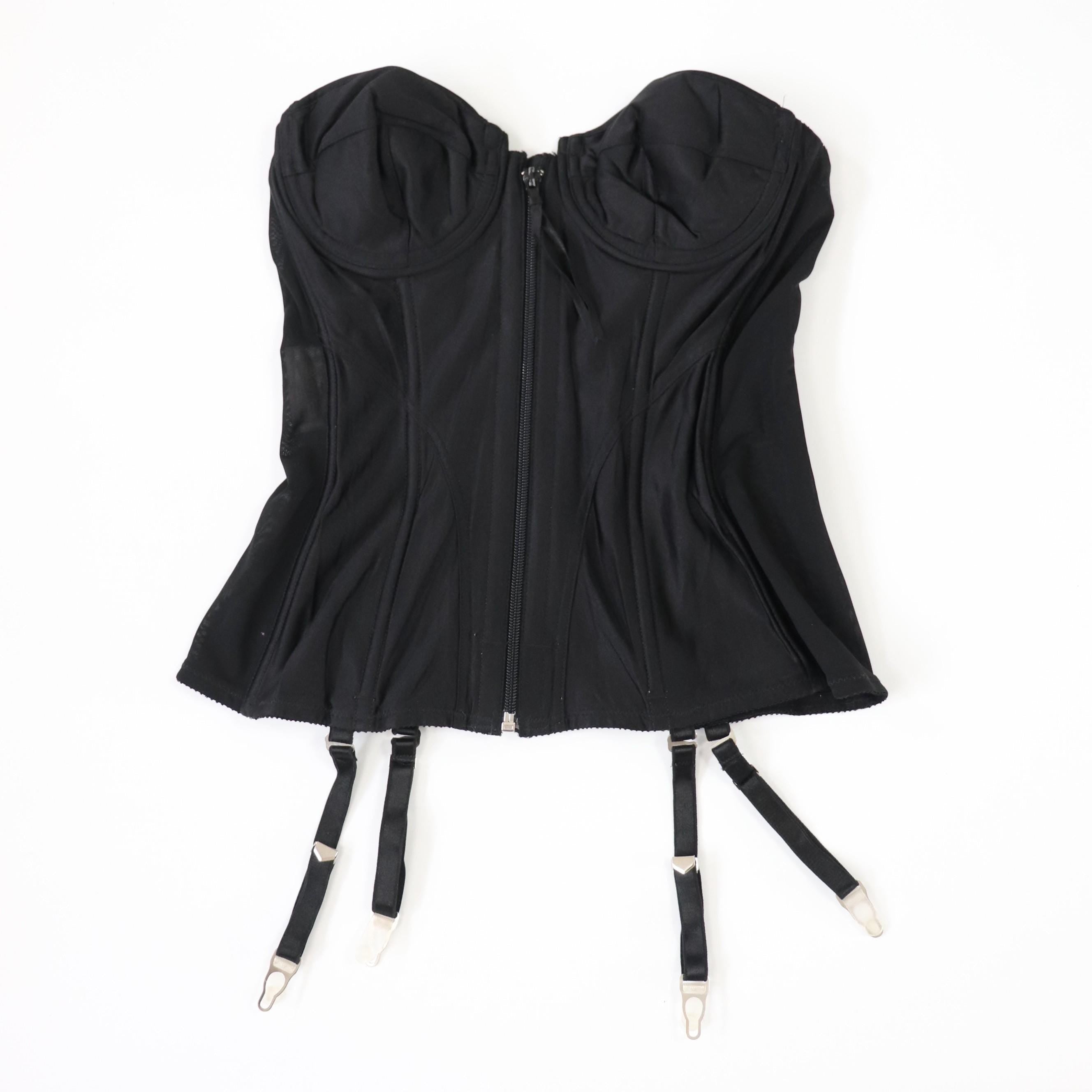 C1980s vintage Lady Marlene black cupped bustier corset, zip fastening bodice style 979 size 36B