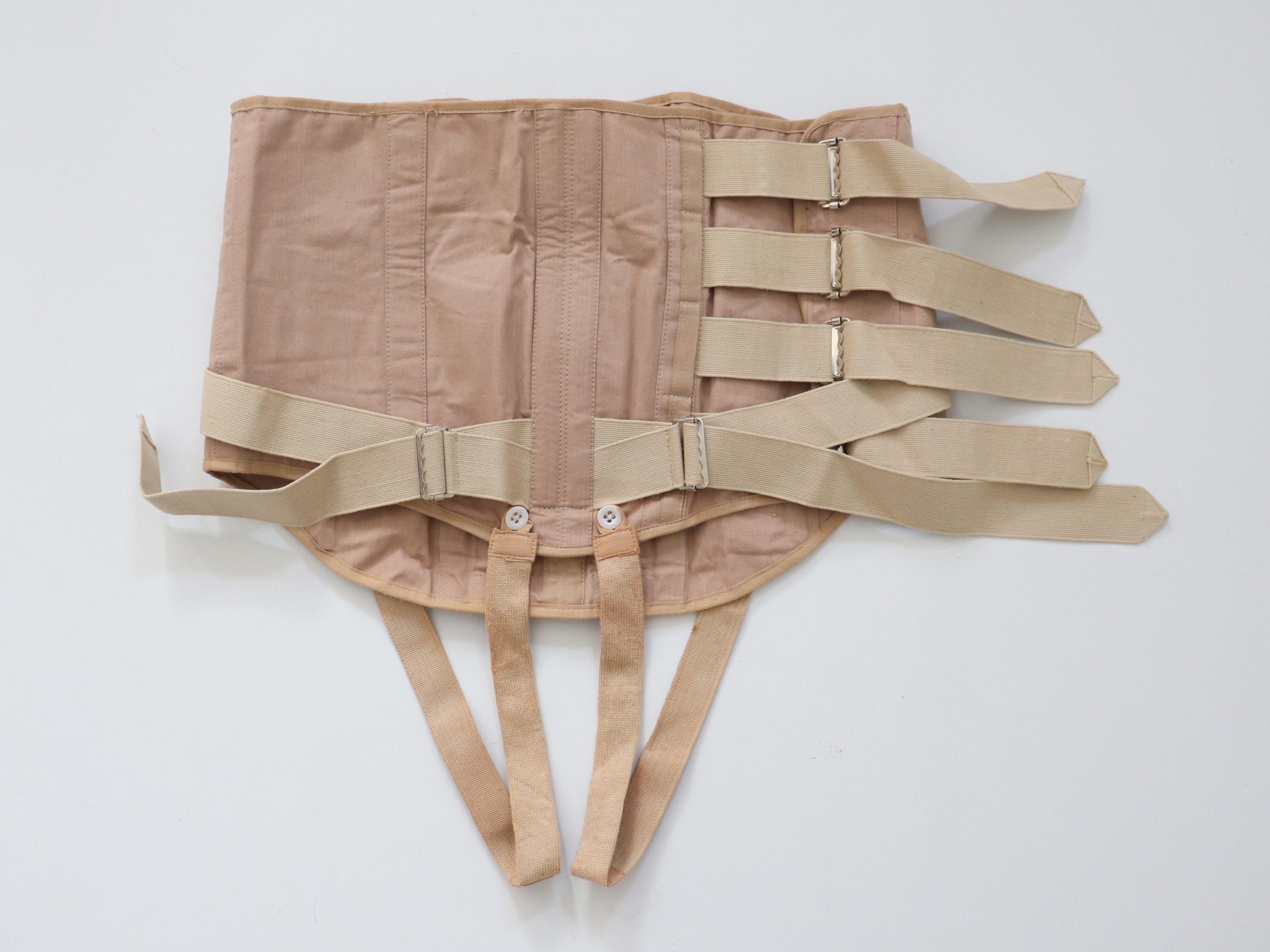 C1970s Vintage Alfred Cox surgical medical corset with adjustable buckles - fit 35"- 40" waist