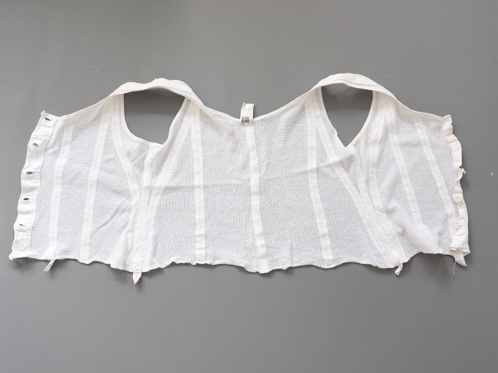 C1960s vintage Peter Pan liberty bodice, white button front vest -Approx size 40