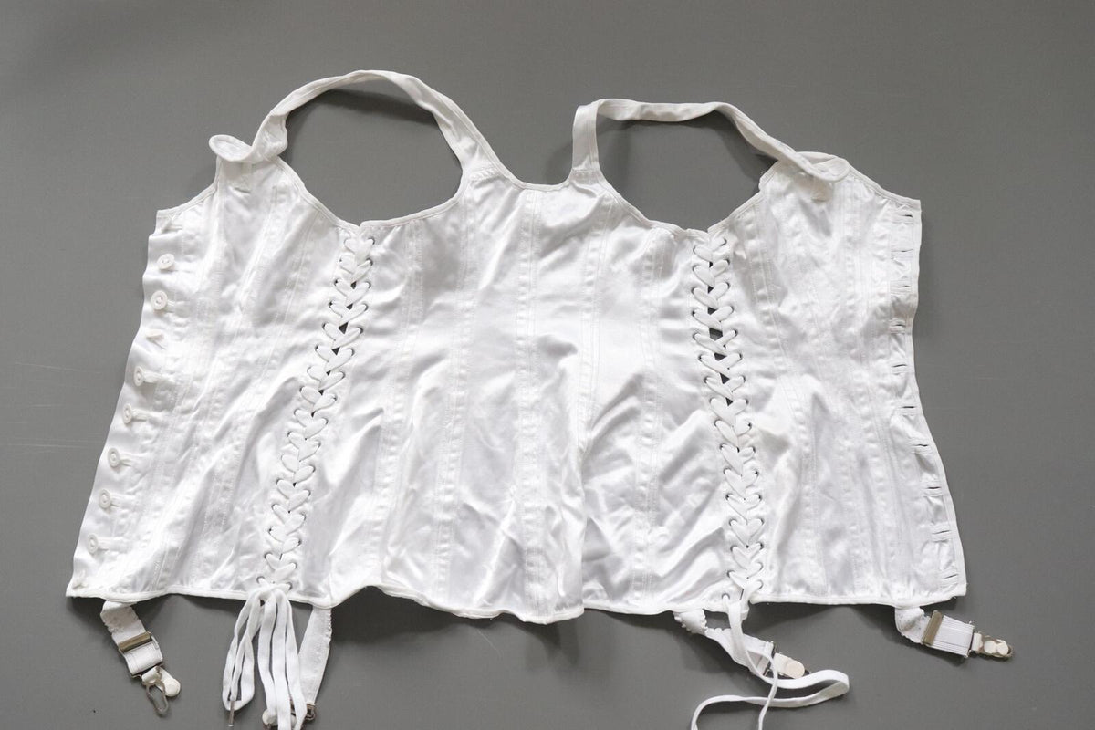 C1960s C1970s Vintage womens satin bodice with straps, corset lacing at sides