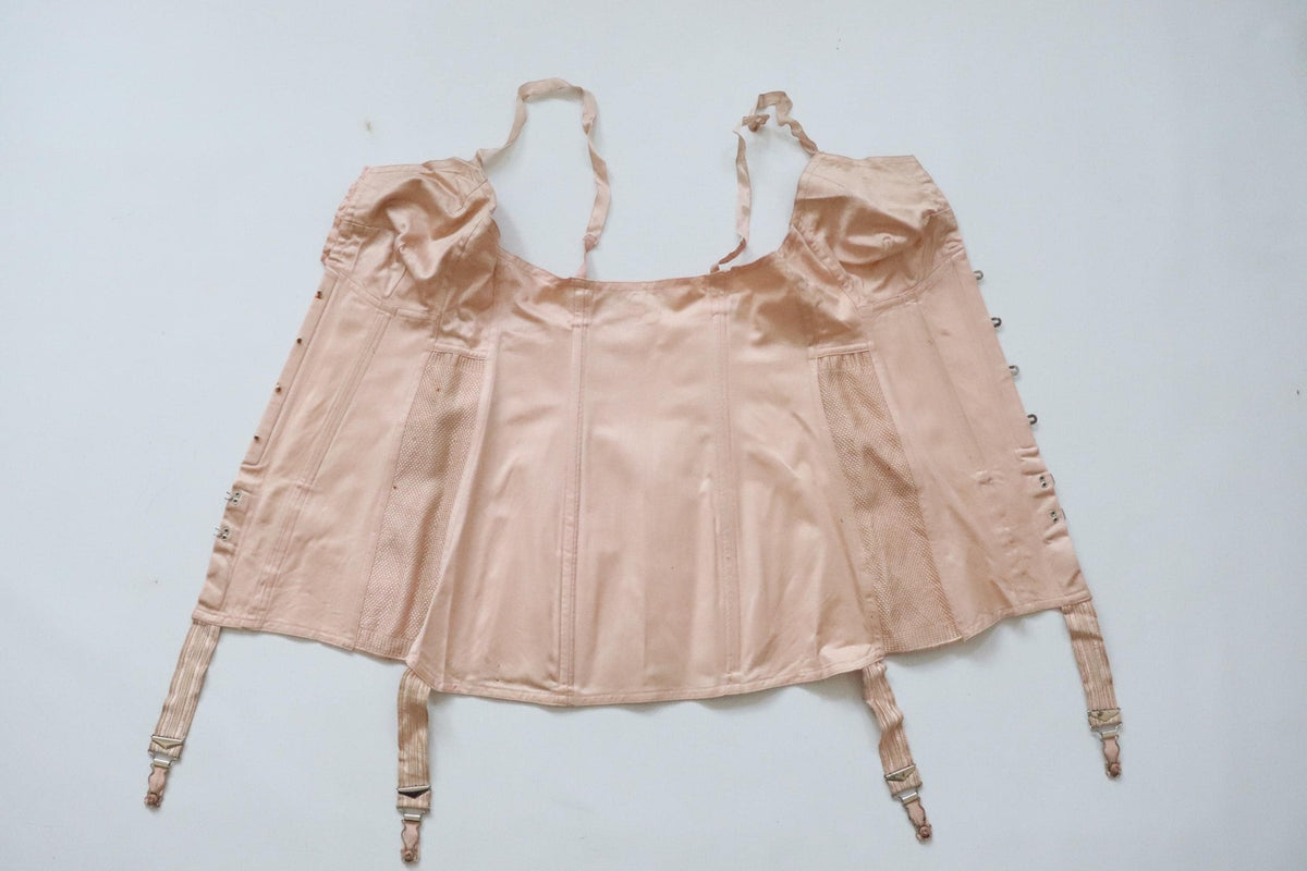 C1940S C1950S Vintage pink cotton sateen corsellete