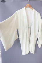 Vintage hand stitched Japanese Kimono Jacket light sage green - 38" chest circumference