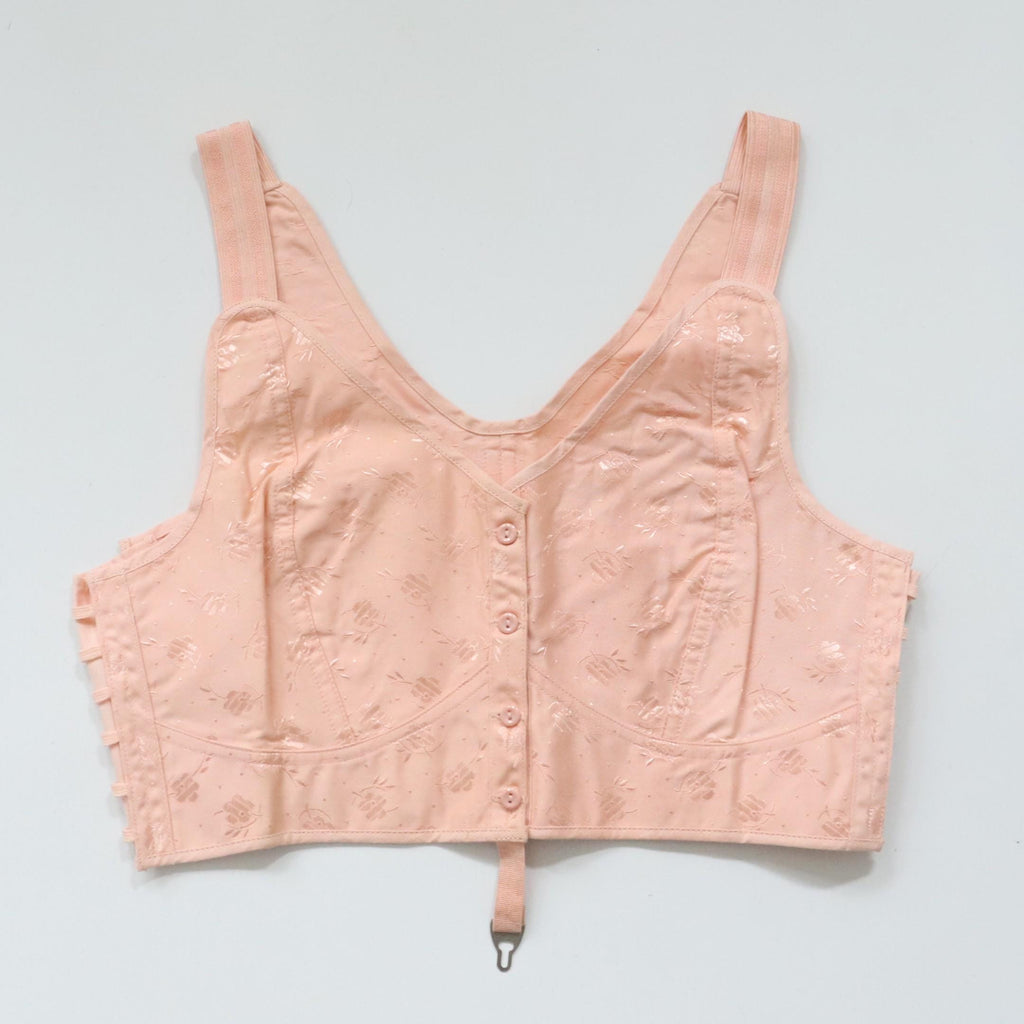 C1940 vintage Avro pink fan laced longline bra - style 849A - size 34