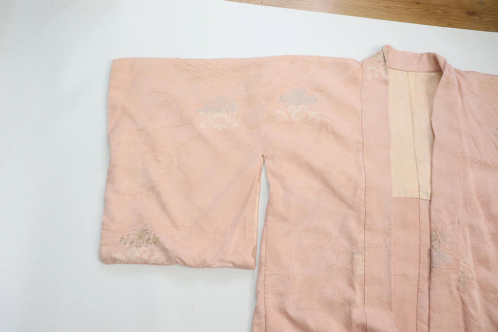 Vintage hand stitched light pink Japanese Kimono Jacket
