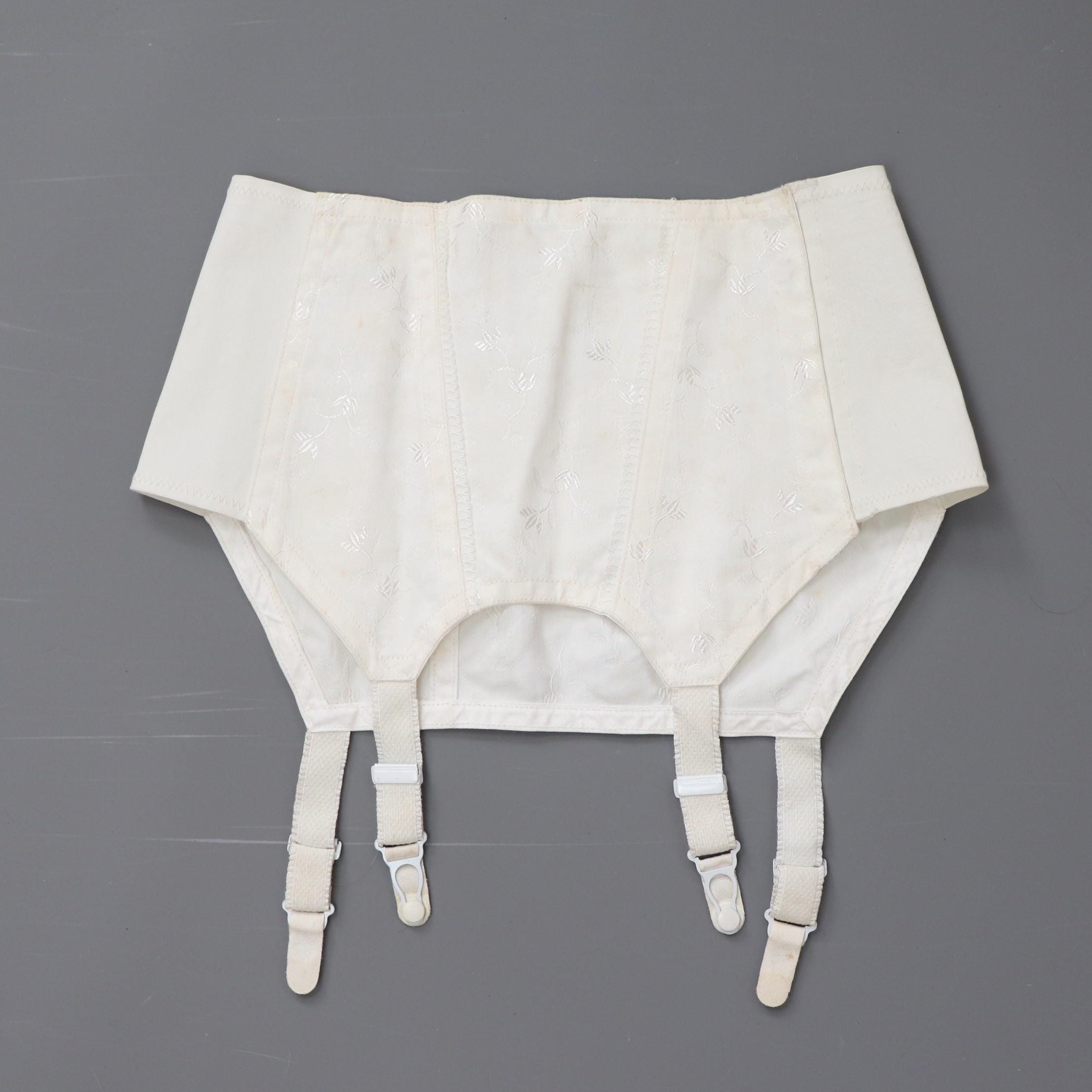 C1960s Vintage Court Royal wide white coutil suspender belt