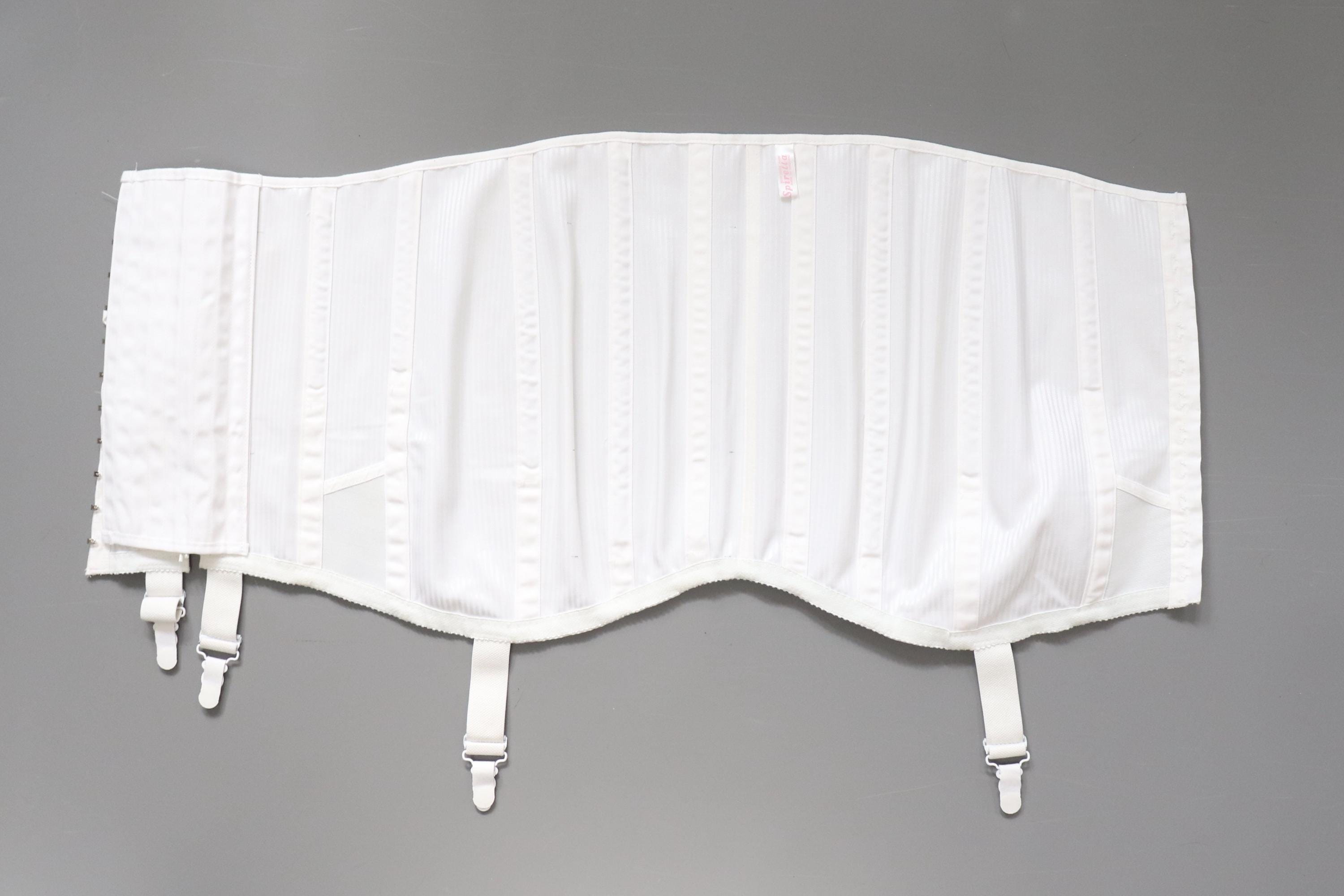 C1950s vintage Spirella corset girdle, white front laced girdle 3 - 30" WAIST