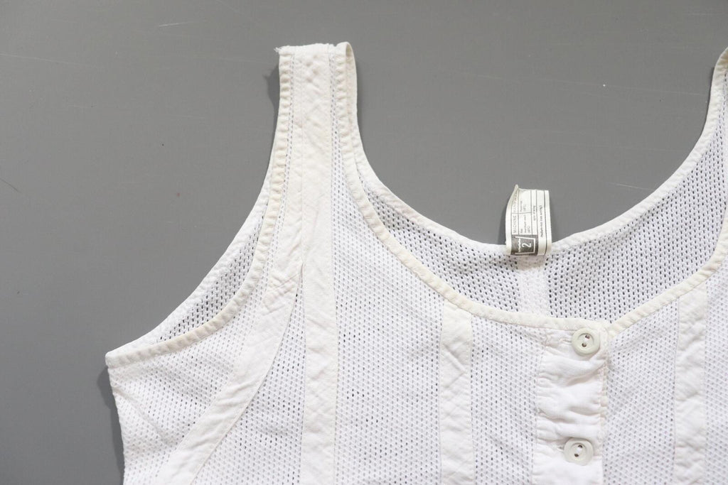 C1960s vintage Peter Pan liberty bodice, white button front vest -Approx size 40