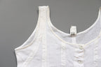 C1960s vintage Peter Pan liberty bodice, white button front vest -Approx size 40