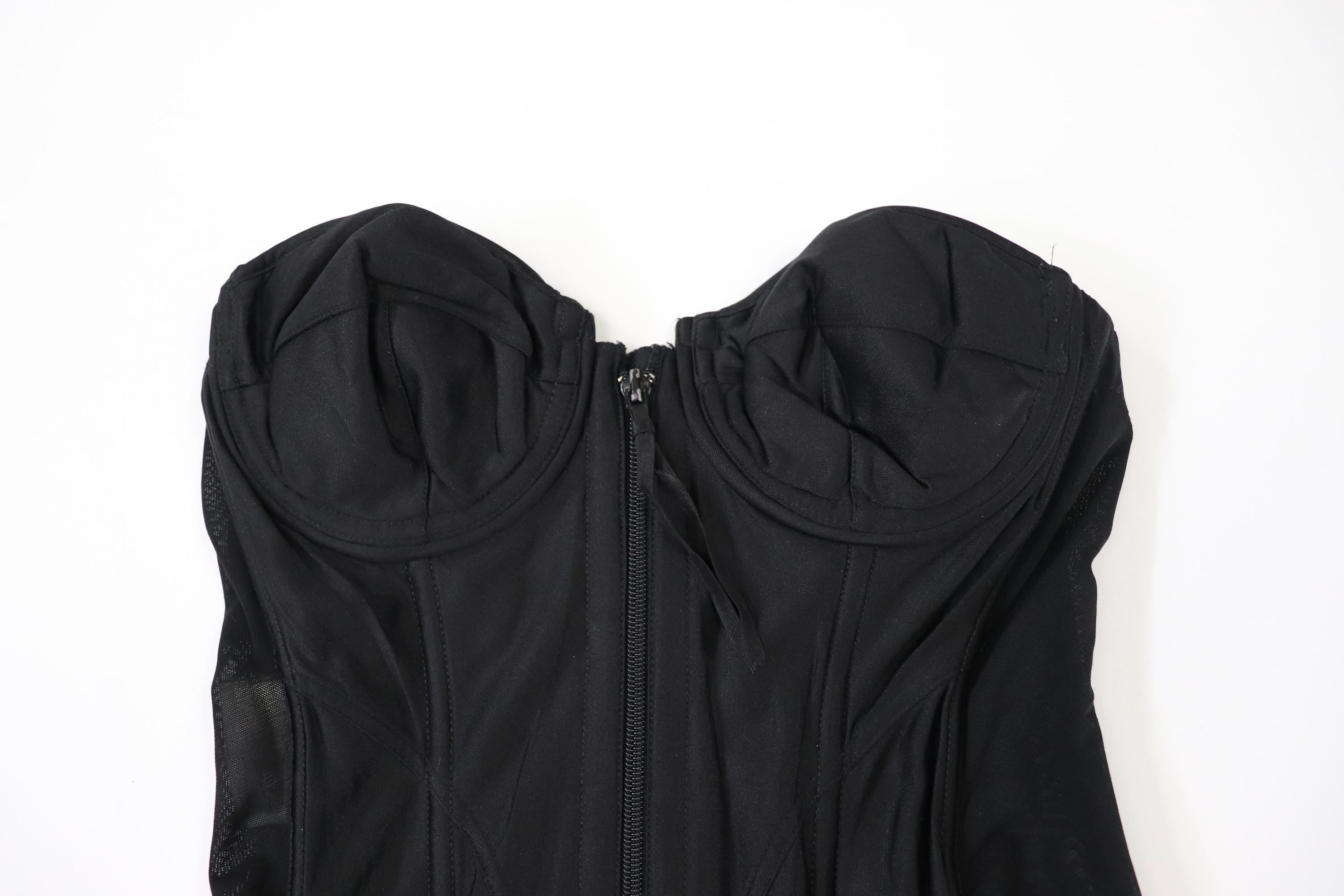 C1980s vintage Lady Marlene black cupped bustier corset, zip fastening bodice style 979 size 36B