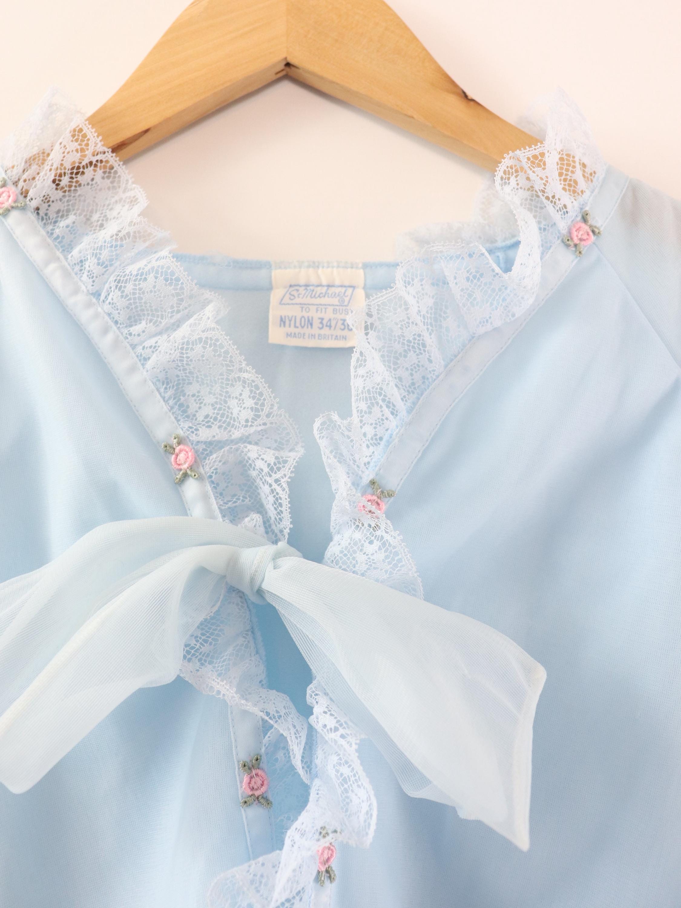 C1960s Vintage St Michael light blue bed jacket- Size to fit bust 34/36"