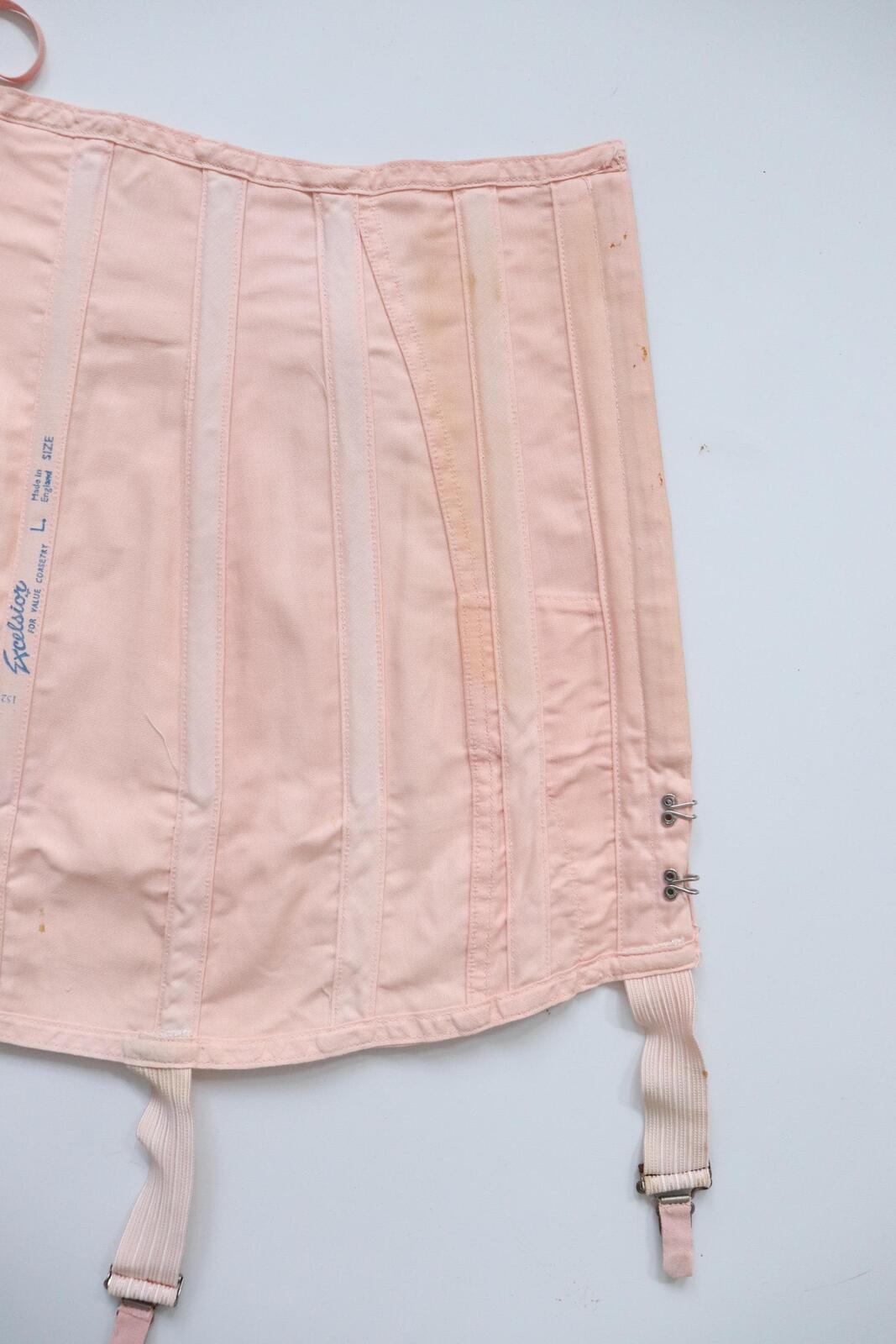C1940s vintage EXCELSIOR pale pink corset girdle - 26" waist