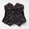 C1980s Julie Anne pink and black cupped bustier corset basque size 34B