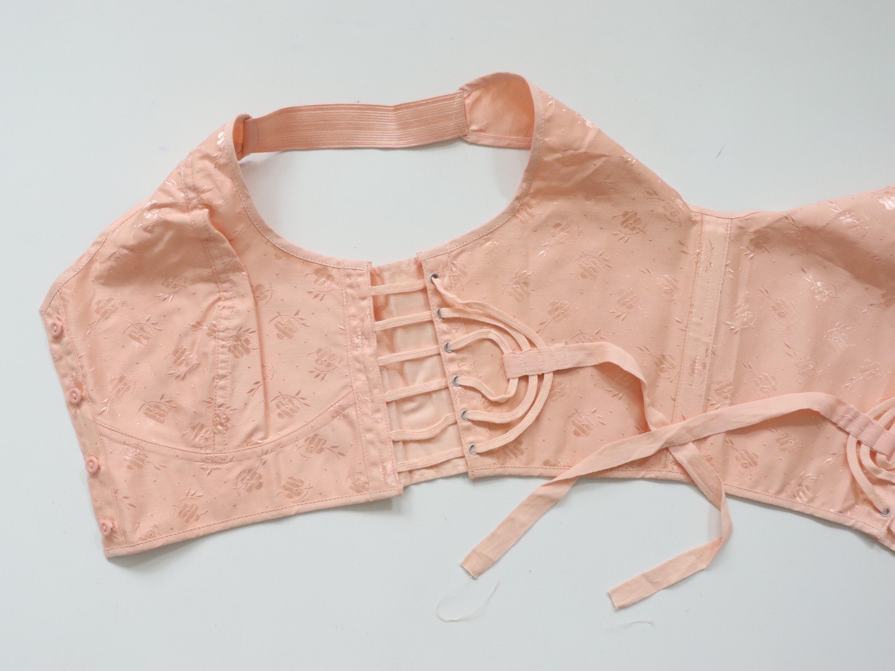 C1940 vintage Avro pink fan laced longline bra - style 849A - size 34