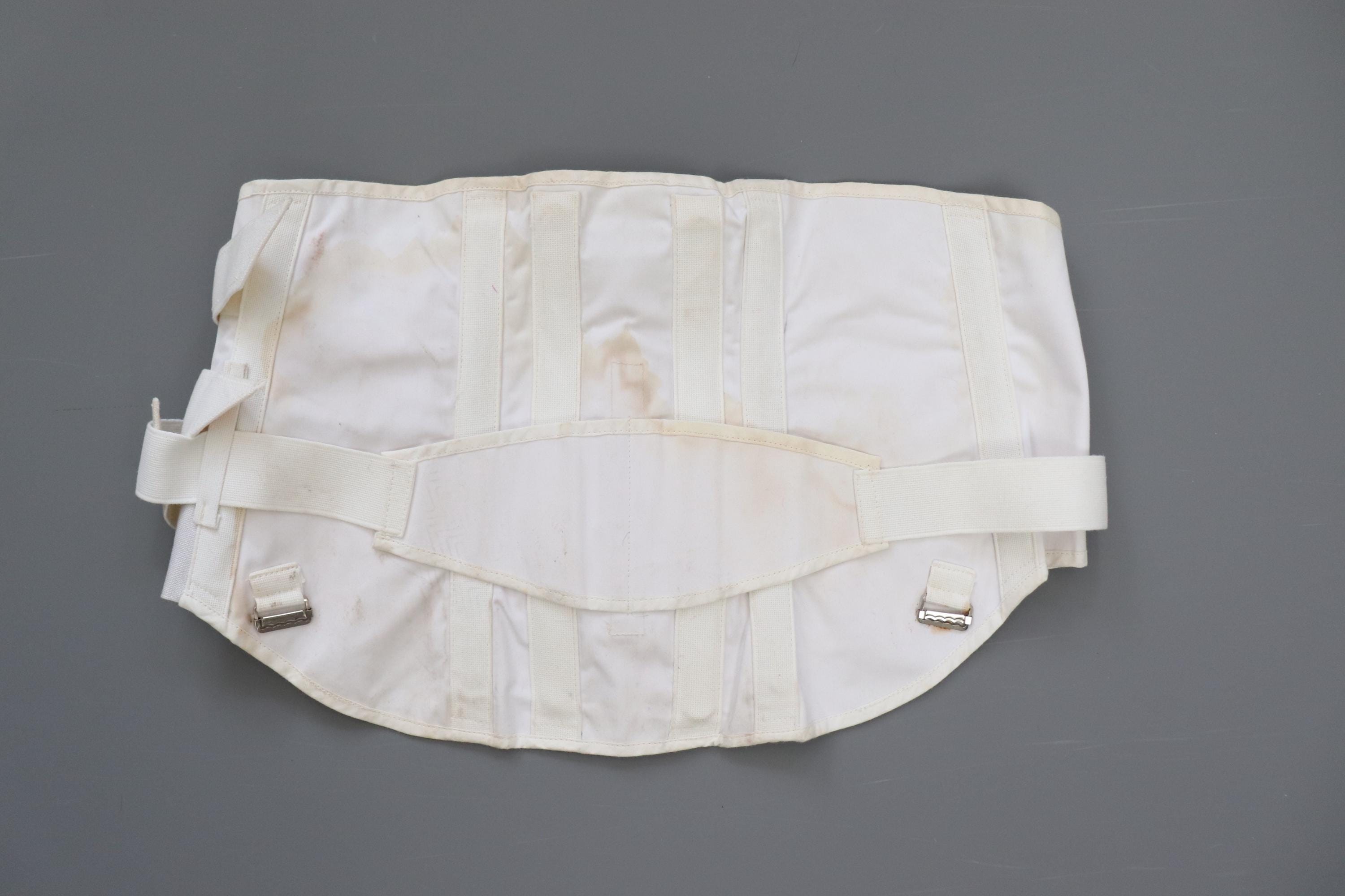 C1980s - 1990s vintage white medical corset /  back support  brace / Charles S Bullen - waist 40"