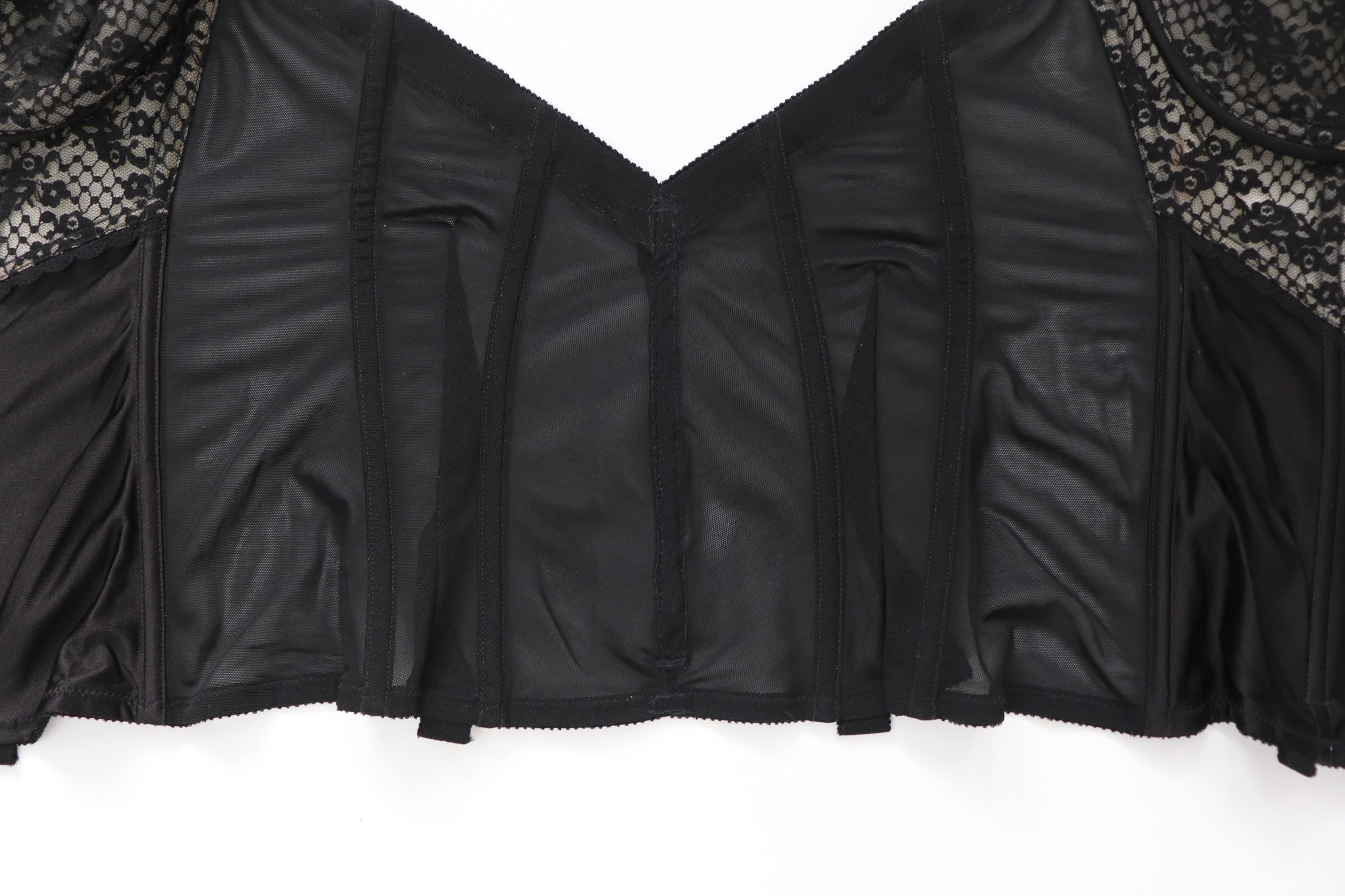 C1980s vintage Lady Marlene black cupped bustier corset, zip fastening bodice style 986 size 42c -altered