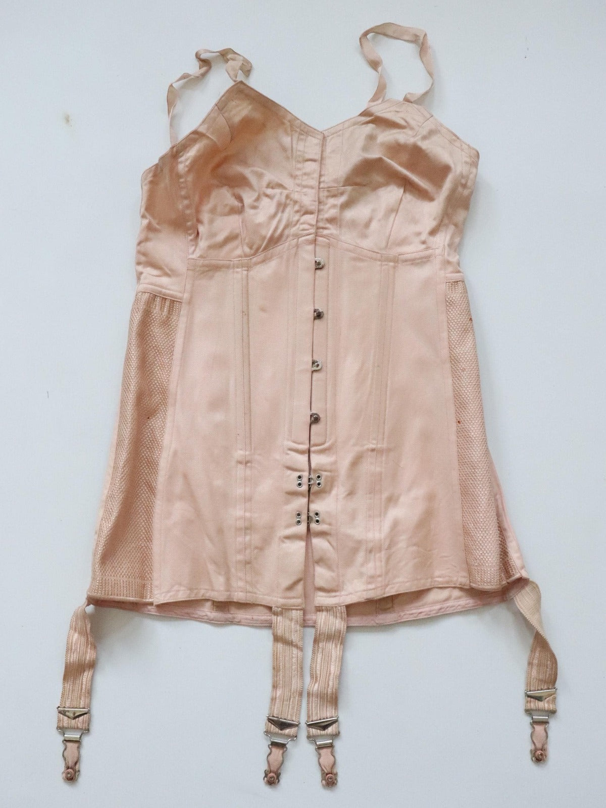 C1940S C1950S Vintage pink cotton sateen corsellete