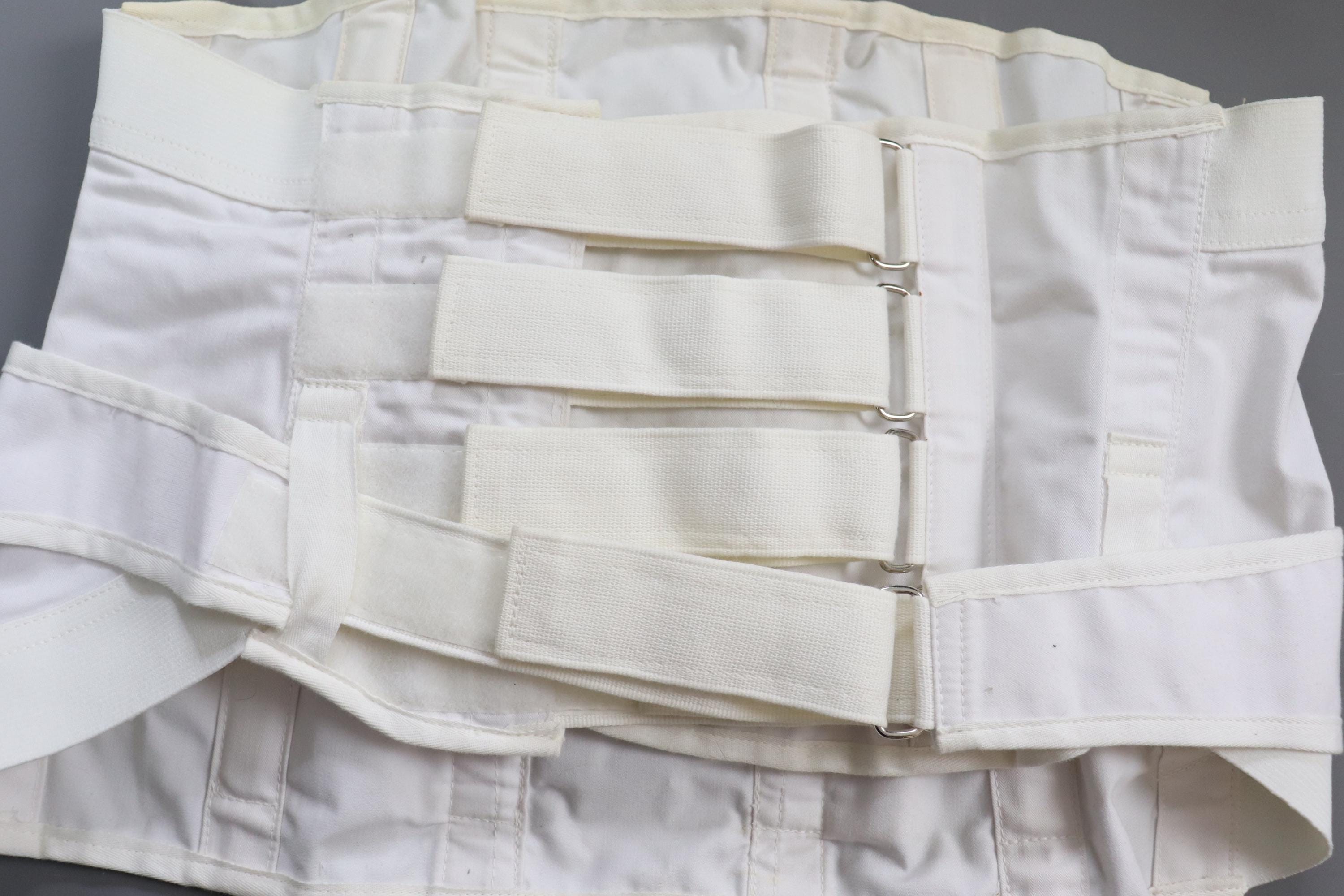 C1990s vintage white medical corset /  back support  brace / R Taylor & Son Orthopaedic - waist 34"