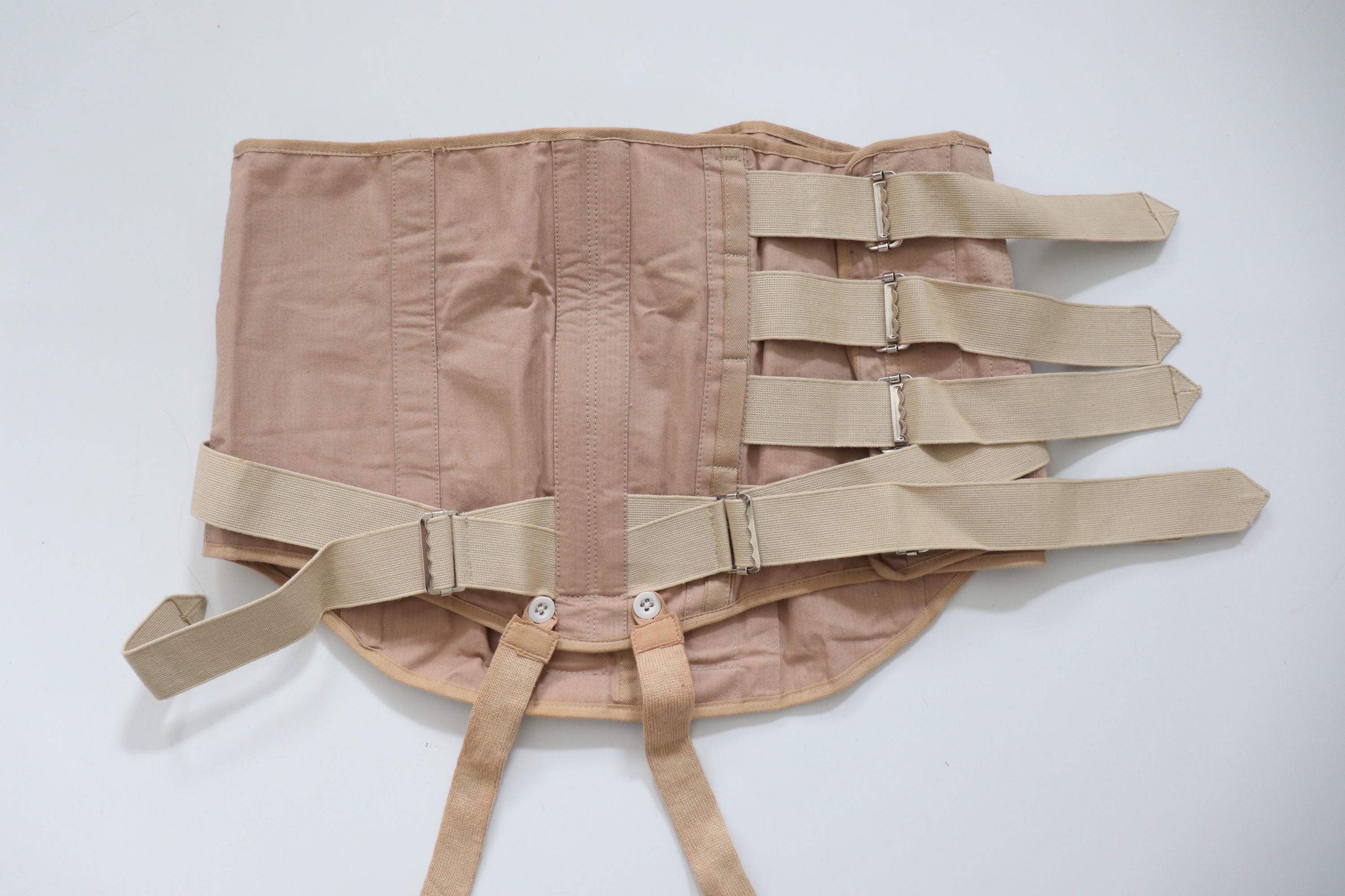 C1970s Vintage Alfred Cox surgical medical corset with adjustable buckles - fit 35"- 40" waist